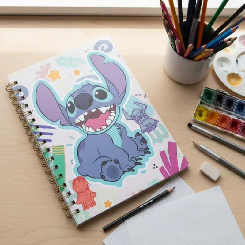 Cuaderno Stitch Tapa Dura Rayado 80 Hojas Beige