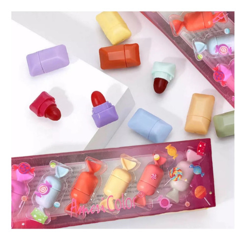 Set De 6 Mini Labiales Mate Candy Color Multicolor - Imagen 4