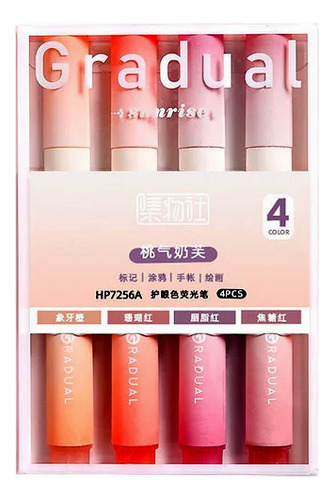 Resaltadores Gradual Colores Degrade Varios Tonos X 4 Rosas