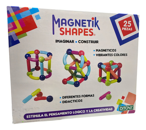 Magnetik Shapes Ditoys Juego Didáctico 25 Piezas Magnéticas Para Armar Figuras 3d - Colores Vibrantes Y Formas Geométricas