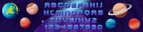Guardas Planetas Abecedario Y Numeros Autoadhesivas X 3 Mts Planetas - Imagen 5