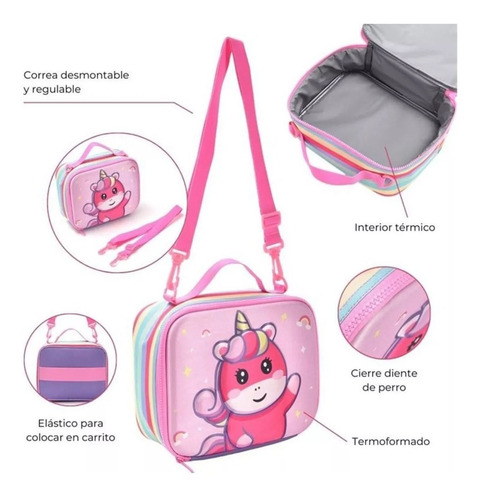 Lunchera Termica Termoformada Hello Kawaii Unicornio Rosa Unicornio Kawaii - Image 3