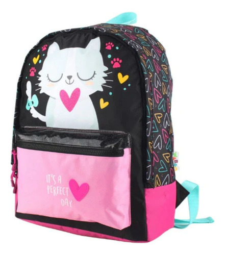 Mochila De Espalda Gatito 17 Pulgadas Wabro 11055 Negro Gatito