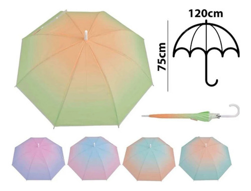 Paraguas Grande Colores Pastel En Degrade 120cm Colours - Image 7
