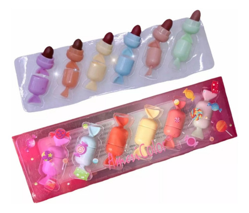 Set De 6 Mini Labiales Mate Candy Color Multicolor