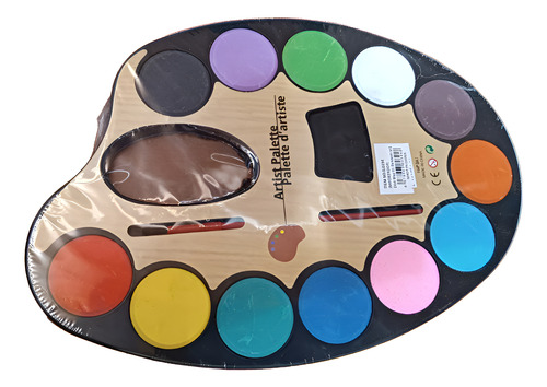 Paletas De Acuarelas Grande X 12 Colores Con Pincel Multicolor