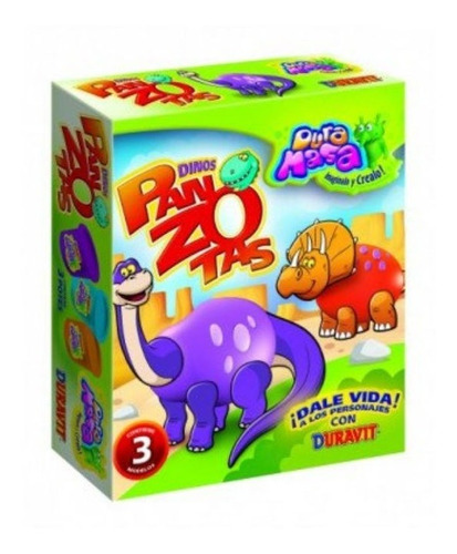 Panzotas Dinosaurios Juego De Masa 3 Potes Y Accesorios Multicolor