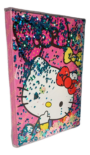 Hello Kitty Cuaderno Con Tapa Con Brillitos Moviles 21x15cm
