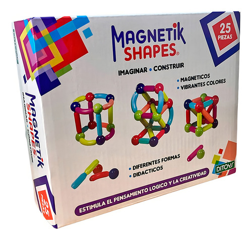Magnetik Shapes Ditoys Juego Didáctico 25 Piezas Magnéticas Para Armar Figuras 3d - Colores Vibrantes Y Formas Geométricas - Imagen 4