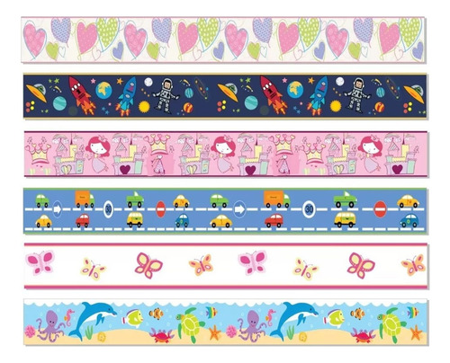 Mod-3 Guardas Infantiles Adhesivas Decora Pared 10mt Modelos Varios