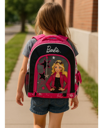Mochila Espalda Barbie Brillos 16 Pulgadas Primaria Plateado Fucsia Barbie - Imagen 5