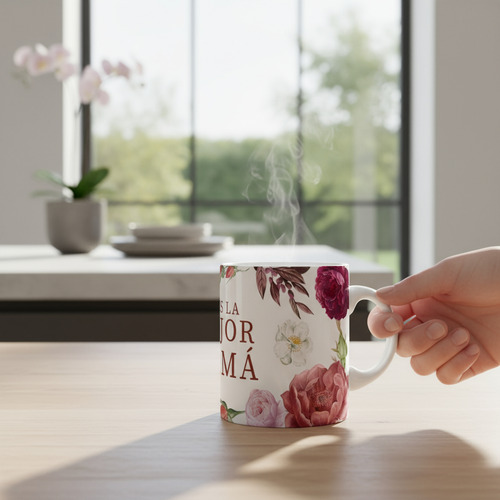 Taza Ceramica Mama Madre Flores Varios Modelos Bordó Flores - Image 4