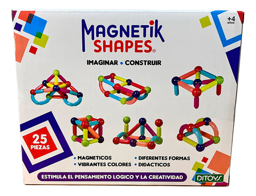 Magnetik Shapes Ditoys Juego Didáctico 25 Piezas Magnéticas Para Armar Figuras 3d - Colores Vibrantes Y Formas Geométricas - Imagen 5