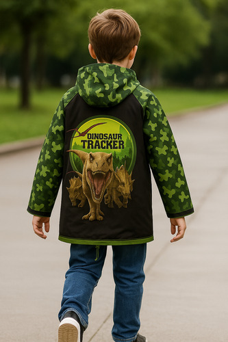 Piloto Impermeable Lluvia Jurassic World Talle S 3-4 Años Verde Oscuro S Dinosaurios - Image 3