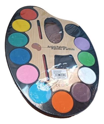 Paletas De Acuarelas Grande X 12 Colores Con Pincel Multicolor - Imagen 4
