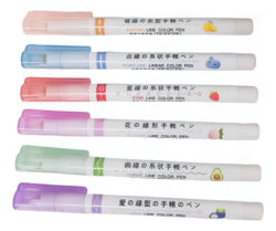 Set X6 Marcadores Fibras Con Estampas Sellitos Roller Multicolor