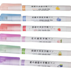 Set X6 Marcadores Fibras Con Estampas Sellitos Roller Multicolor