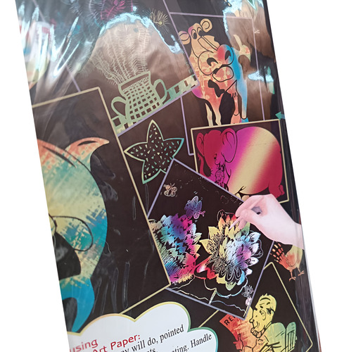 Papel Magico Grande 8 Hojas 27x20cm Diversion Multicolor Multicolor Papel Mágico