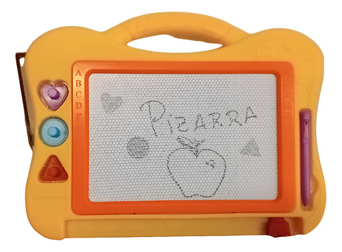 Pizarra Mágica Con Manija Lápiz Y Sellos Naranja