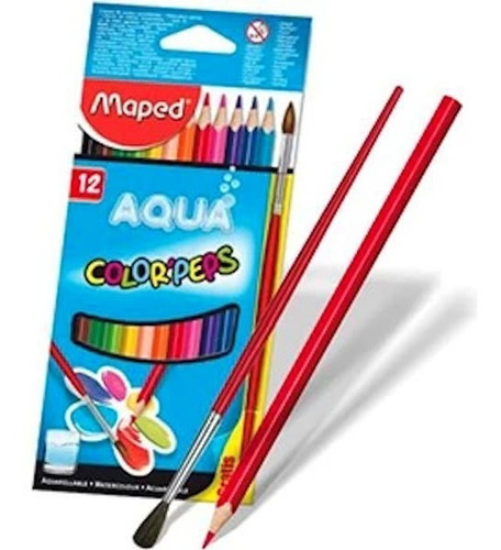 Lapices Acuarelables Aqua Maped Color Peps X 12 Con Pincel - Image 3