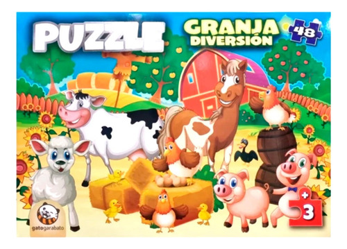 Puzzle Animales De La Granja 48 Piezas - Gato Garabato