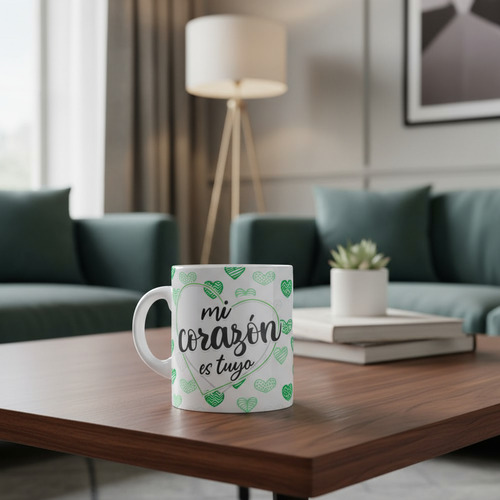 Taza Ceramica Amor Juntos Corazon Tu Verde Corazón - Image 4