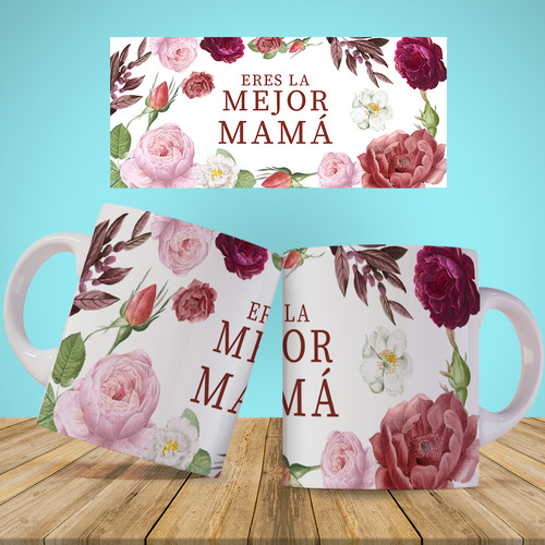 Taza Ceramica Mama Madre Flores Varios Modelos Bordó Flores - Image 3