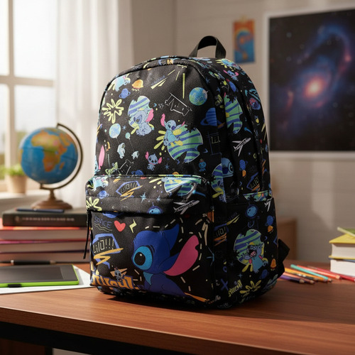 Mochila Espalda Stitch 16 Pulgadas 40cm Stich Negro Stitch