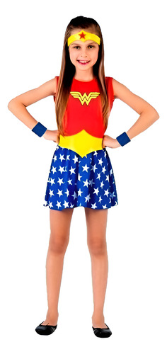 Disfraz Mujer Maravilla Wonder Woman Talle 1 (s) 3/4 Años Rojo 1