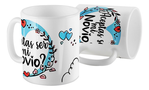 Taza Ceramica Aceptas Ser Mi Novio Blanco Aceptas