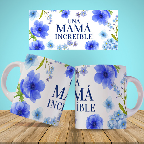 Taza Ceramica Mama Madre Flores Varios Modelos Azul Flores - Imagen 3