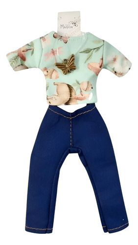 Ropa Para Muñeca De 29cm Sport Jean Remera Pollera Vestido - Imagen 11