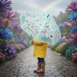 Paraguas Infantil Unicornio Color verde agua