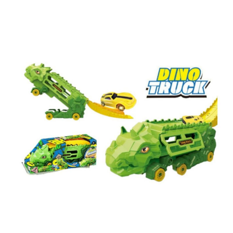 Camion Dinosaurio Triceratops Con Autito Y Rampa